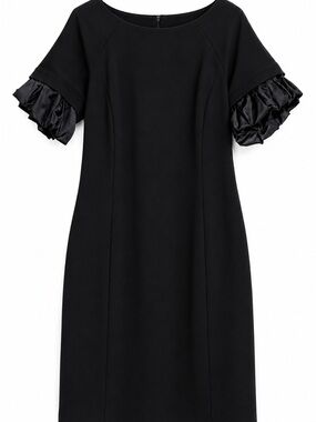 David Meister Black Ruffle Sleeve Dress – Size 12
